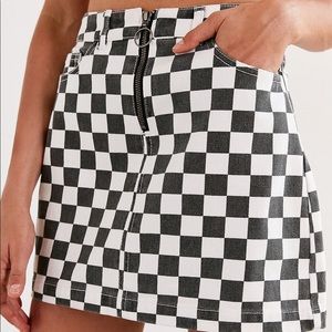 BDG Checkered Denim Mini Skirt